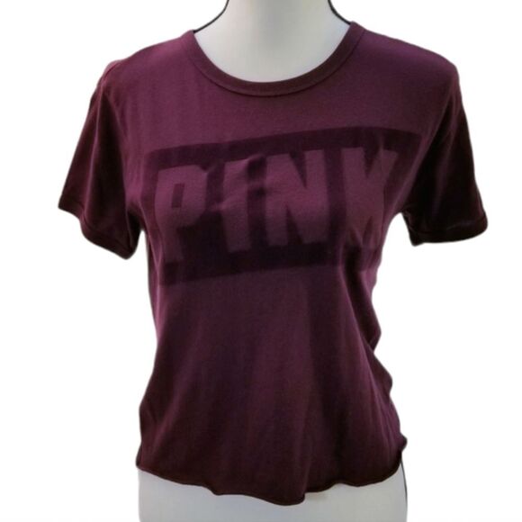 Victoria's Secret Pink burgundy cropped tee - Picture 1 of 4